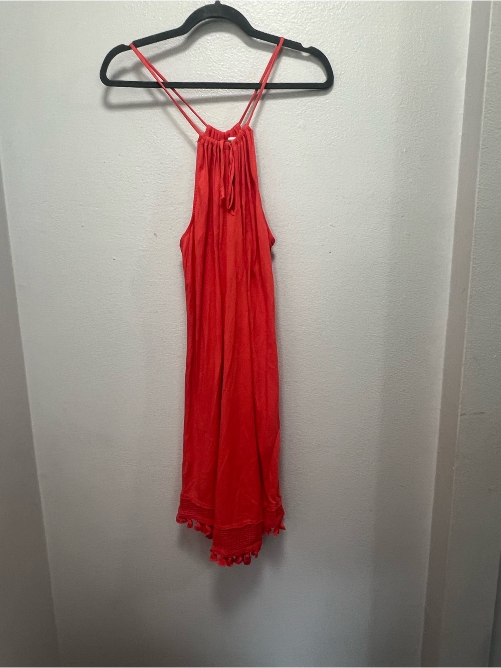 Size large Michael Stars Coral Halter Midi Dress Tassel Hem